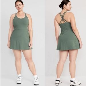 OLD NAVY Green Powerchill Strappy Activewear Dress With Shorts Padded Sz XL TALL